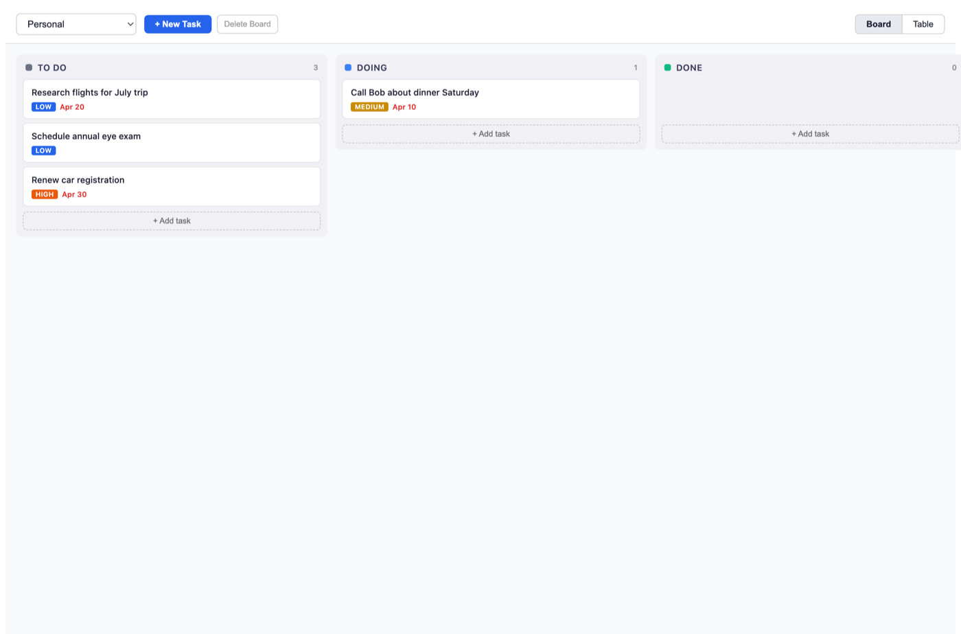 Todo Board rendered in the NimbleBrain host